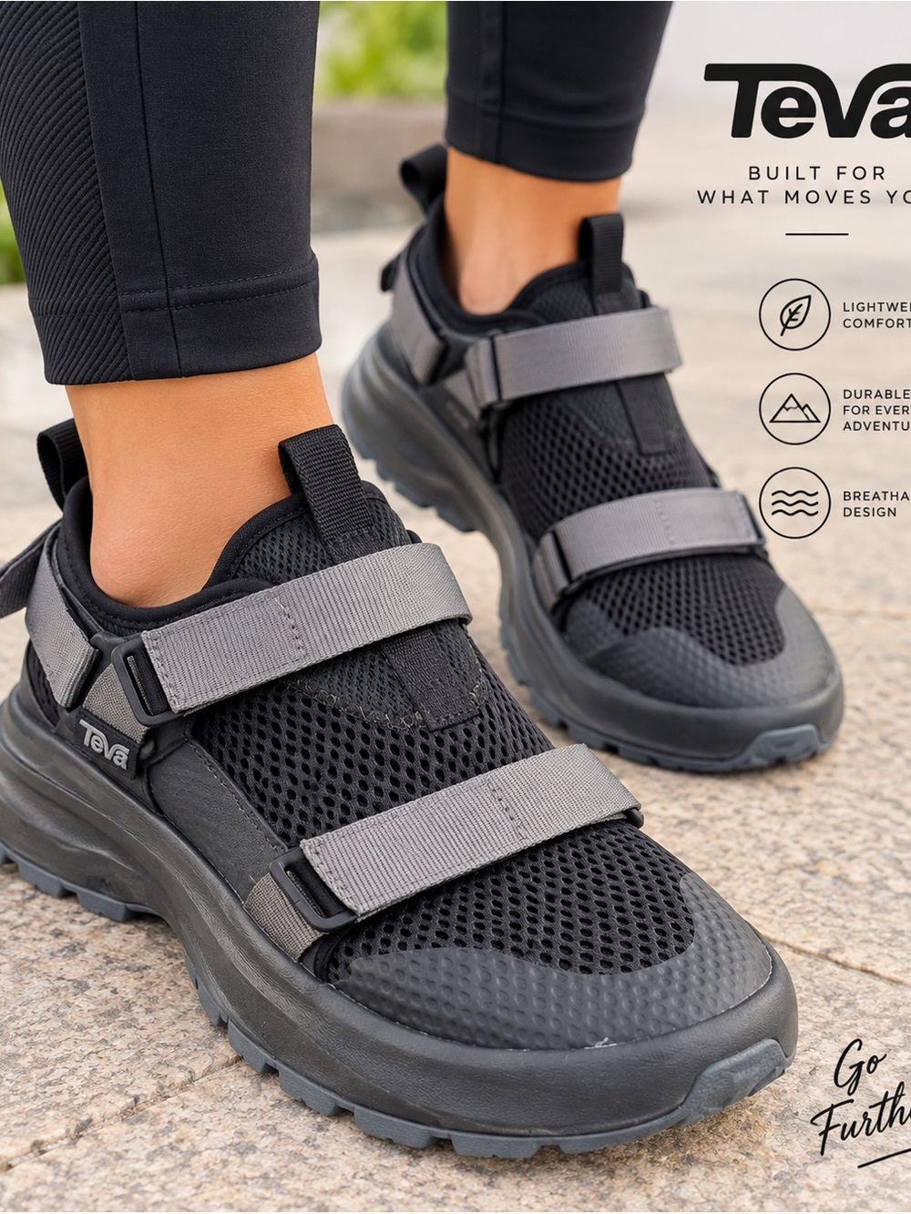 Teva W Aventrail Shoes Womens Size 7 Black 1136310 Hiking Walking Sneakers